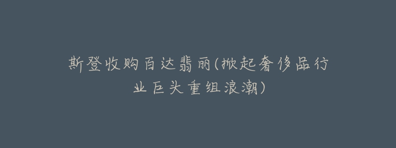 斯登收购百达翡丽(掀起奢侈品行业巨头重组浪潮)-名表号 斯登收购百达翡丽(掀起奢侈品行业巨头重组浪潮)