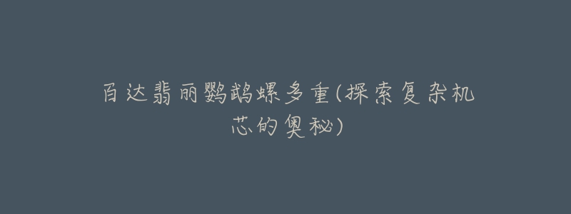 百达翡丽鹦鹉螺多重(探索复杂机芯的奥秘)-名表号 百达翡丽鹦鹉螺多重(探索复杂机芯的奥秘)