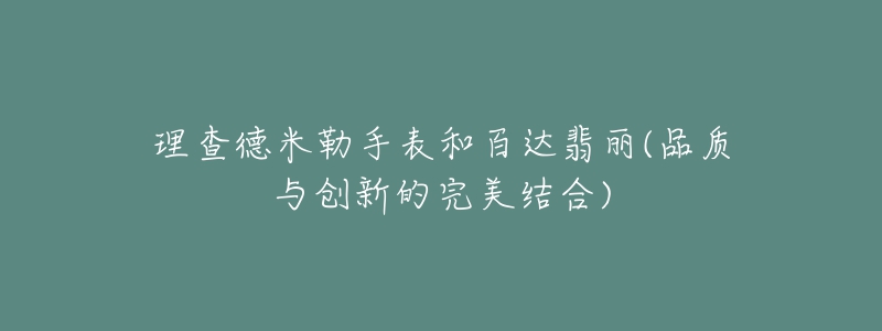 理查德米勒手表和百达翡丽(品质与创新的完美结合)-名表号 理查德米勒手表和百达翡丽(品质与创新的完美结合)
