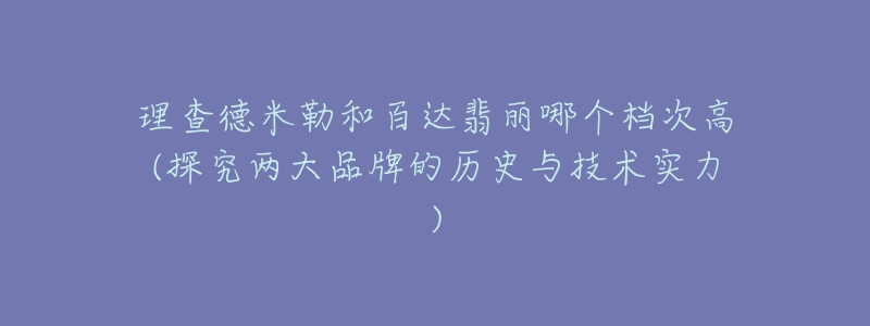 理查德米勒和百达翡丽哪个档次高(探究两大品牌的历史与技术实力)-名表号 理查德米勒和百达翡丽哪个档次高(探究两大品牌的历史与技术实力)