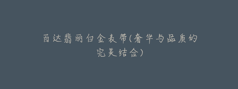 百达翡丽白金表带(奢华与品质的完美结合)-名表号 百达翡丽白金表带(奢华与品质的完美结合)