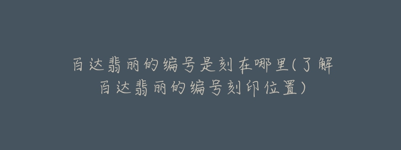 百达翡丽的编号是刻在哪里(了解百达翡丽的编号刻印位置)-名表号 百达翡丽的编号是刻在哪里(了解百达翡丽的编号刻印位置)
