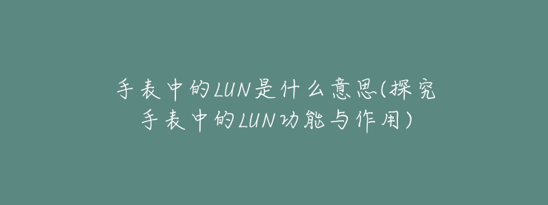 手表中的LUN是什么意思(探究手表中的LUN功能与作用)
