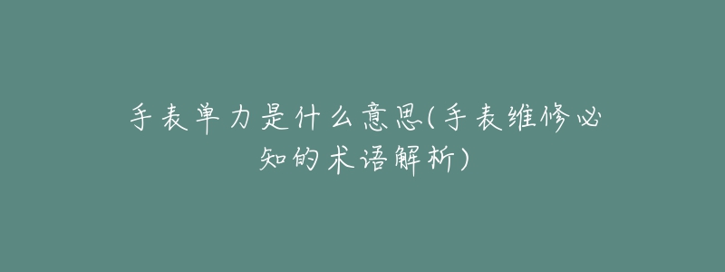 手表单力是什么意思(手表维修必知的术语解析)