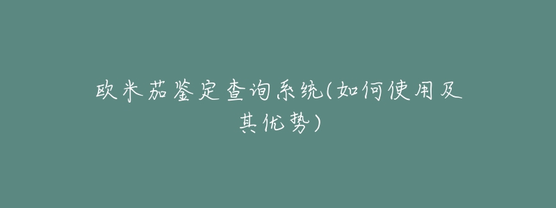 欧米茄鉴定查询系统(如何使用及其优势)-名表号 欧米茄鉴定查询系统(如何使用及其优势)