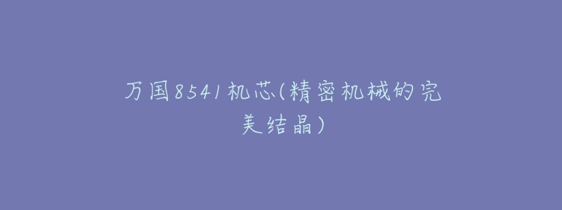 万国8541机芯(精密机械的完美结晶)-名表号 万国8541机芯(精密机械的完美结晶)