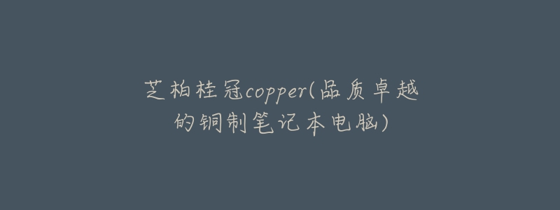 芝柏桂冠copper(品质卓越的铜制笔记本电脑)-名表号 芝柏桂冠copper(品质卓越的铜制笔记本电脑)