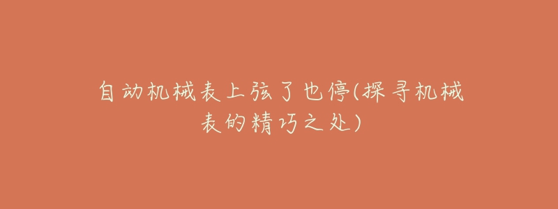 自动机械表上弦了也停(探寻机械表的精巧之处)-名表号 自动机械表上弦了也停(探寻机械表的精巧之处)