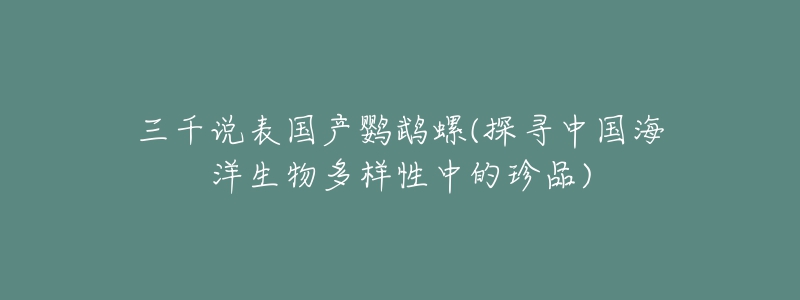 三千说表国产鹦鹉螺(探寻中国海洋生物多样性中的珍品)-名表号 三千说表国产鹦鹉螺(探寻中国海洋生物多样性中的珍品)