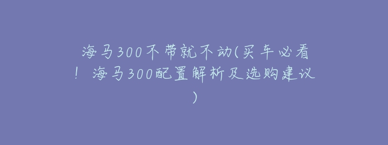 海马300不带就不动(买车必看!海马300配置解析及选购建议)-名表号 海马300不带就不动(买车必看!海马300配置解析及选购建议)