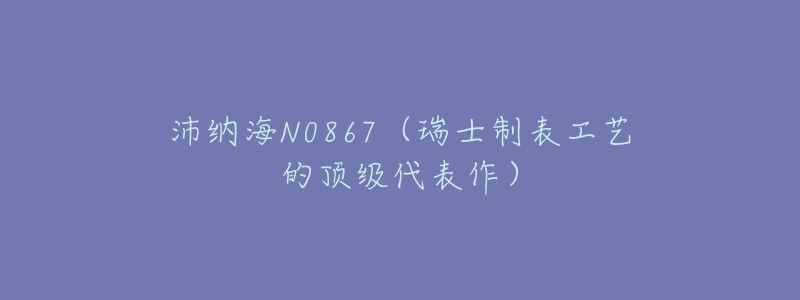 沛纳海N0867（瑞士制表工艺的顶级代表作）