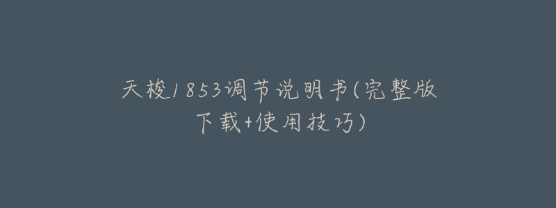 天梭1853调节说明书(完整版下载+使用技巧)-名表号 天梭1853调节说明书(完整版下载+使用技巧)