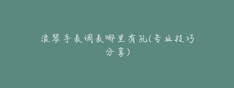 浪琴手表调表哪里有孔(专业技巧分享)-名表号 浪琴手表调表哪里有孔(专业技巧分享)