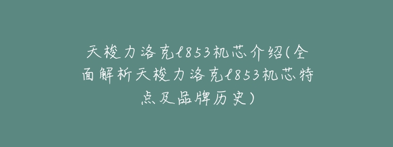 天梭力洛克l853机芯介绍(全面解析天梭力洛克l853机芯特点及品牌历史)-名表号 天梭力洛克l853机芯介绍(全面解析天梭力洛克l853机芯特点及品牌历史)
