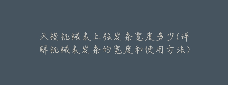 天梭机械表上弦发条宽度多少(详解机械表发条的宽度和使用方法)-名表号 天梭机械表上弦发条宽度多少(详解机械表发条的宽度和使用方法)