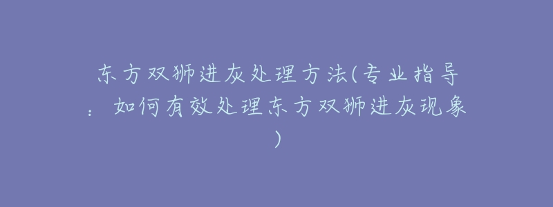 东方双狮进灰处理方法(专业指导:如何有效处理东方双狮进灰现象)-名表号 东方双狮进灰处理方法(专业指导:如何有效处理东方双狮进灰现象)