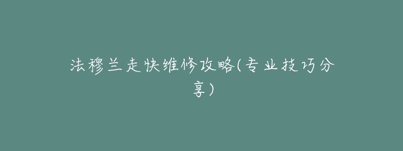 法穆兰走快维修攻略(专业技巧分享)-名表号 法穆兰走快维修攻略(专业技巧分享)