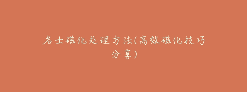 名士磁化处理方法(高效磁化技巧分享)-名表号 名士磁化处理方法(高效磁化技巧分享)