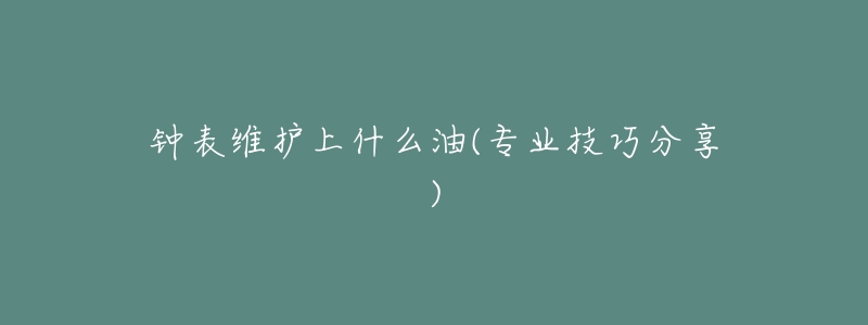 钟表维护上什么油(专业技巧分享)