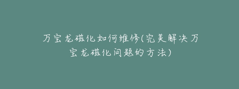 万宝龙磁化如何维修(完美解决万宝龙磁化问题的方法)-名表号 万宝龙磁化如何维修(完美解决万宝龙磁化问题的方法)