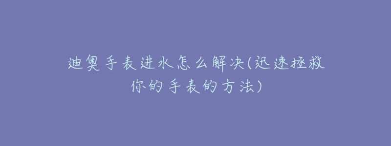 迪奥手表进水怎么解决(迅速拯救你的手表的方法)-名表号 迪奥手表进水怎么解决(迅速拯救你的手表的方法)