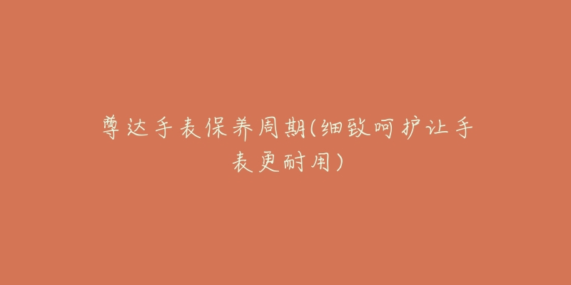 尊达手表保养周期(细致呵护让手表更耐用)-名表号 尊达手表保养周期(细致呵护让手表更耐用)