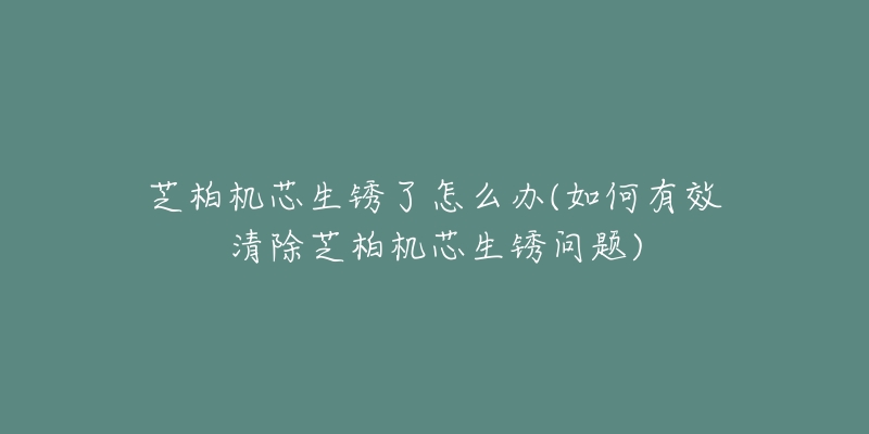 芝柏机芯生锈了怎么办(如何有效清除芝柏机芯生锈问题)-名表号 芝柏机芯生锈了怎么办(如何有效清除芝柏机芯生锈问题)