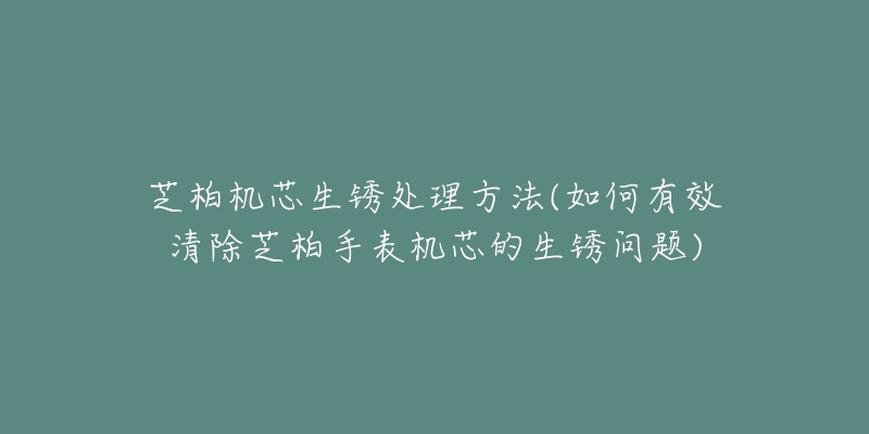 芝柏机芯生锈处理方法(如何有效清除芝柏手表机芯的生锈问题)-名表号 芝柏机芯生锈处理方法(如何有效清除芝柏手表机芯的生锈问题)