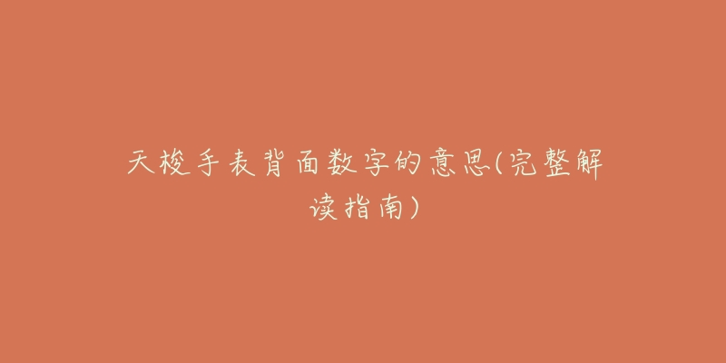 天梭手表背面数字的意思(完整解读指南)