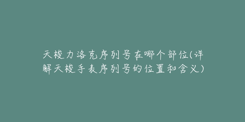 天梭力洛克序列号在哪个部位(详解天梭手表序列号的位置和含义)-名表号 天梭力洛克序列号在哪个部位(详解天梭手表序列号的位置和含义)