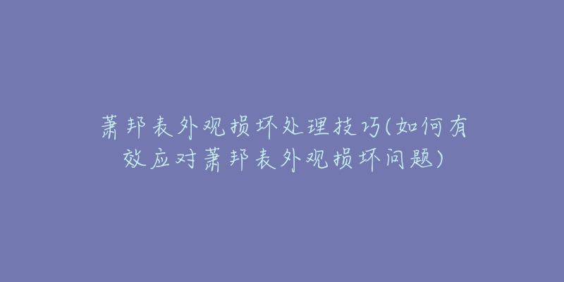 萧邦表外观损坏处理技巧(如何有效应对萧邦表外观损坏问题)