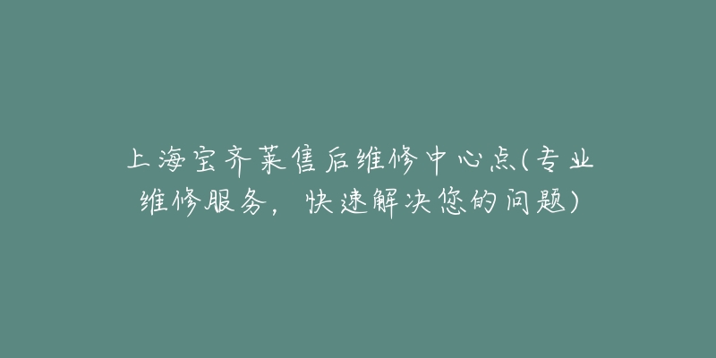 上海宝齐莱售后维修中心点(专业维修服务，快速解决您的问题)