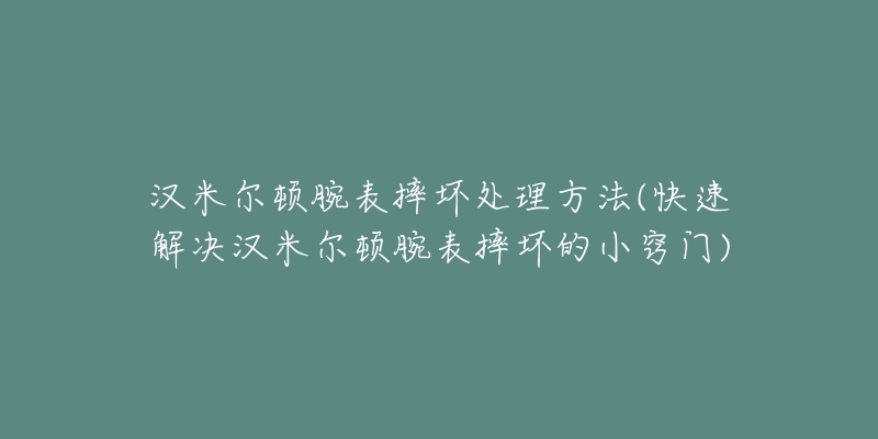 汉米尔顿腕表摔坏处理方法(快速解决汉米尔顿腕表摔坏的小窍门)-名表号 汉米尔顿腕表摔坏处理方法(快速解决汉米尔顿腕表摔坏的小窍门)