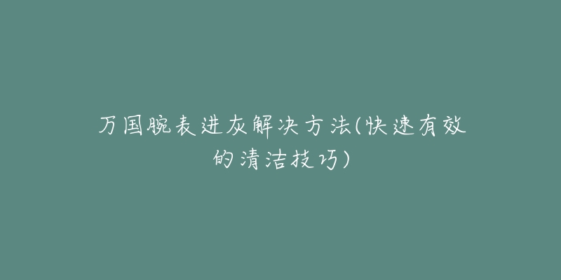 万国腕表进灰解决方法(快速有效的清洁技巧)-名表号 万国腕表进灰解决方法(快速有效的清洁技巧)