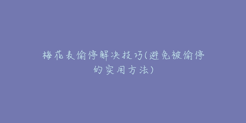梅花表偷停解决技巧(避免被偷停的实用方法)