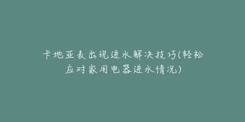 卡地亚表出现进水解决技巧(轻松应对家用电器进水情况)-名表号 卡地亚表出现进水解决技巧(轻松应对家用电器进水情况)