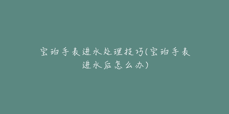 宝珀手表进水处理技巧(宝珀手表进水后怎么办)