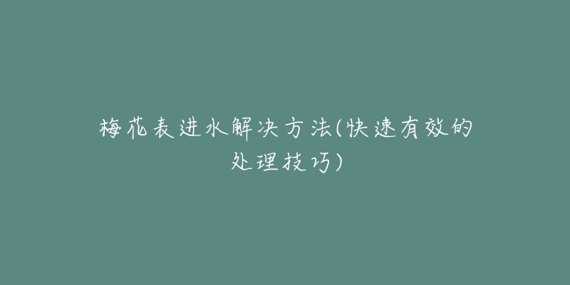 梅花表进水解决方法(快速有效的处理技巧)-名表号 梅花表进水解决方法(快速有效的处理技巧)