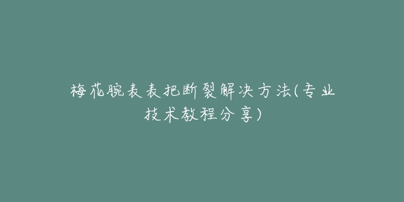 梅花腕表表把断裂解决方法(专业技术教程分享)