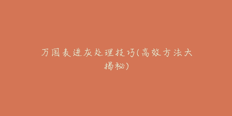 万国表进灰处理技巧(高效方法大揭秘)-名表号 万国表进灰处理技巧(高效方法大揭秘)