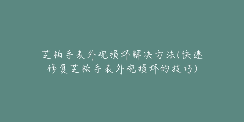 芝柏手表外观损坏解决方法(快速修复芝柏手表外观损坏的技巧)-名表号 芝柏手表外观损坏解决方法(快速修复芝柏手表外观损坏的技巧)