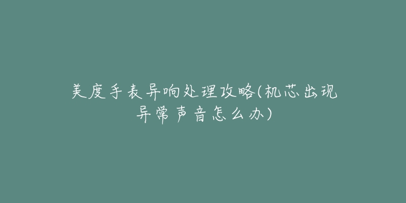 美度手表异响处理攻略(机芯出现异常声音怎么办)